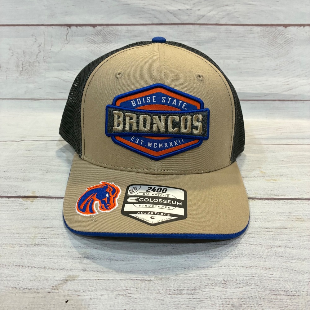 Colosseum Boise State Broncos 2400 Trucker Hat Mens OS Khaki Mesh Snapback NWT